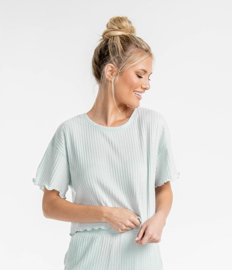 Ribbed Sincerely Soft Lounge Top - Winter Mint (6549442756660)
