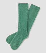Ribbed Feather Knit Socks - Aloe