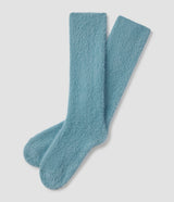 Ribbed Feather Knit Socks - Chalky Blue
