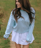 On The Line Top - Chalky Blue