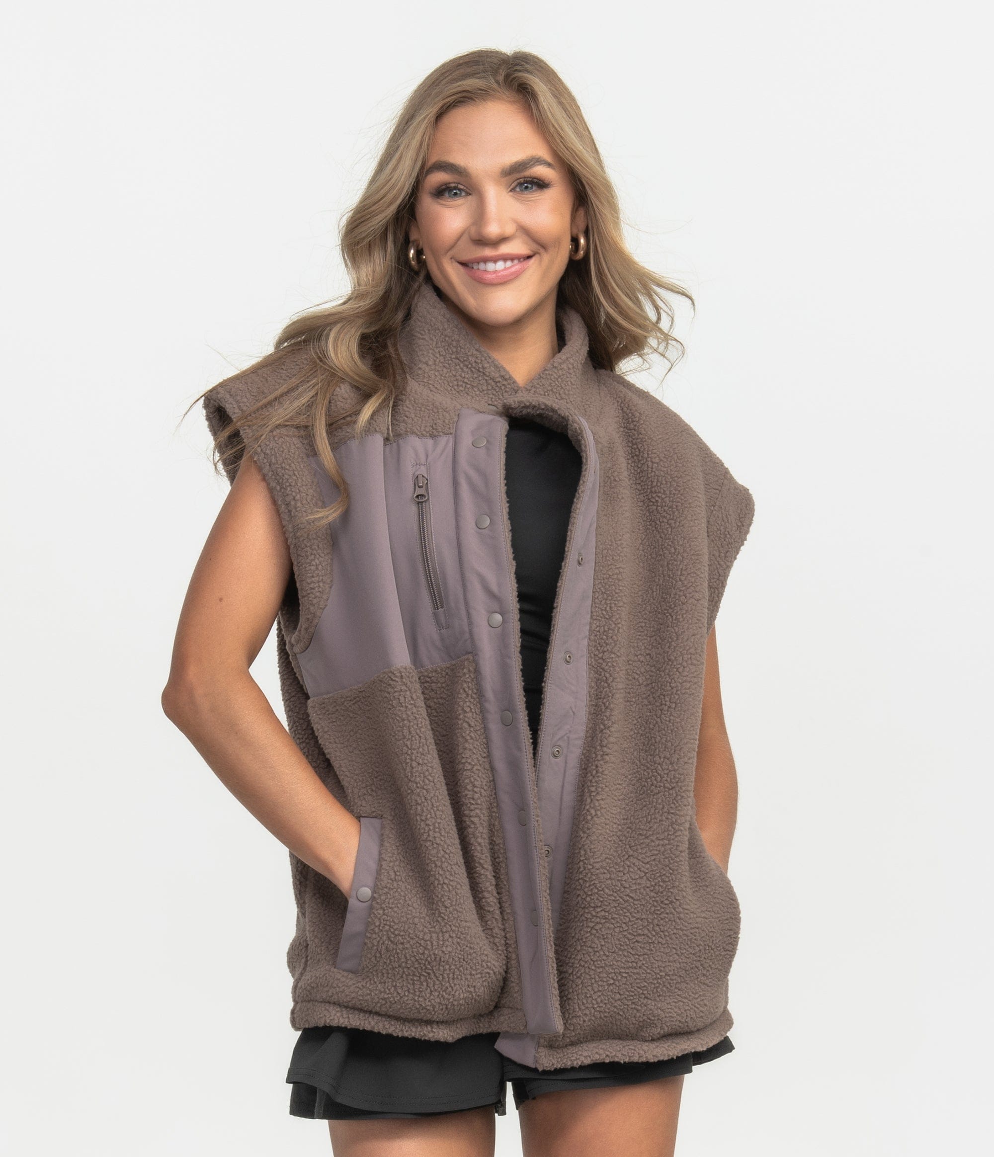 Reversible Fleece Vest in Ember Brown - Cozy & Chic
