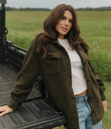 Warm and Fuzzy Shirt Jacket - Cedar