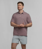 Cahaba Heather Stripe Polo - Black Cherry