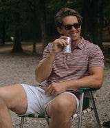 Cahaba Heather Stripe Polo - Black Cherry