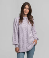 Comfy Cozy Cable Sweater - Orchid Petal