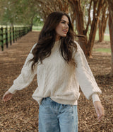 Comfy Cozy Cable Sweater - Parchment
