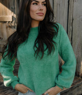 Feather Knit Mockneck Sweater - Aloe