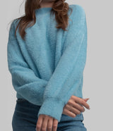 Feather Knit Mockneck Sweater - Chalky Blue