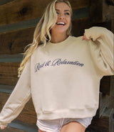 Preppy Front Print Sweatshirt - Parchment