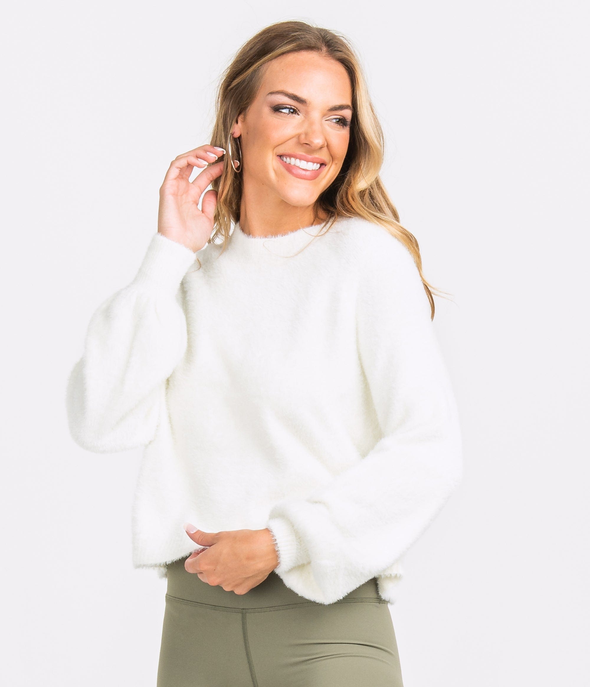 Cropped Feather Knit Sweater Off White Southern Shirt