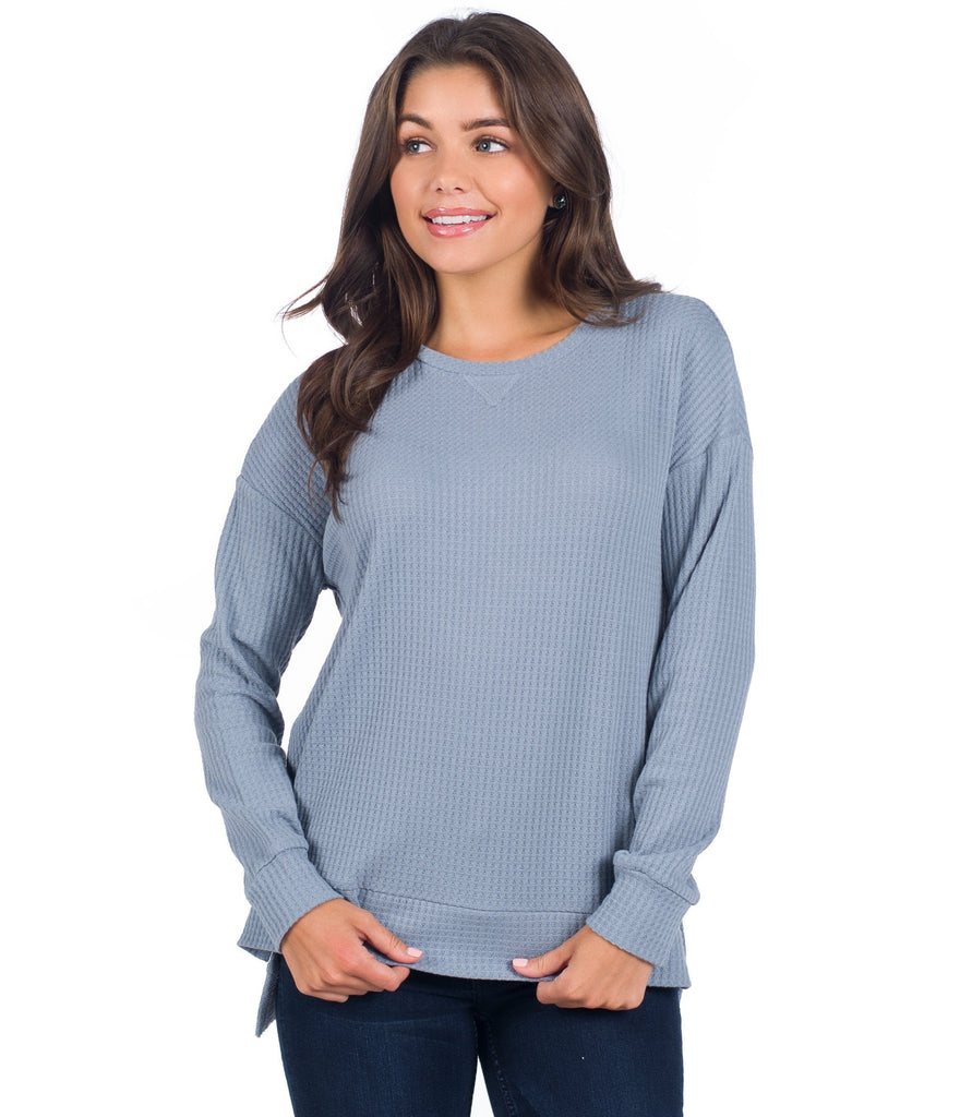 Southern Shirt Fashion Top Dusty Blue / XS Whitney Waffle Knit (4477987586100)