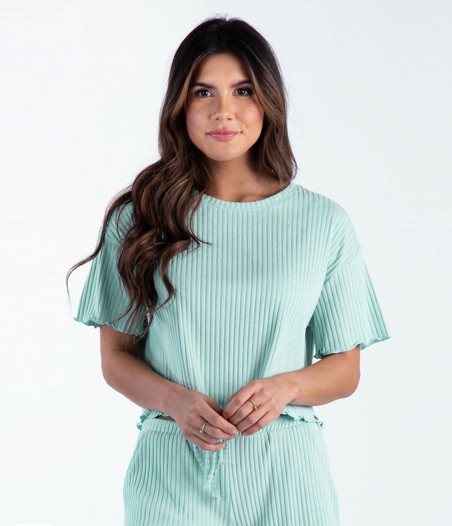 Ribbed Sincerely Soft Lounge Top - Cool Mint (4874277781556)