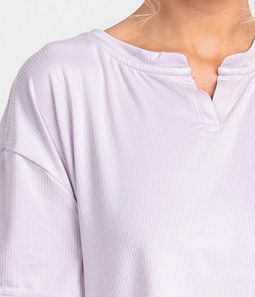Sincerely Soft Crop Henley - Orchid Hush (6656393674804)