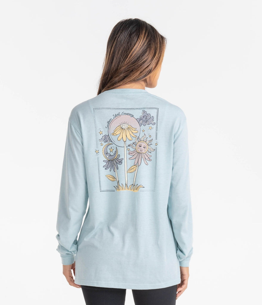 Sun and Stars Floral Tee LS - Winter Sky (6549445574708)