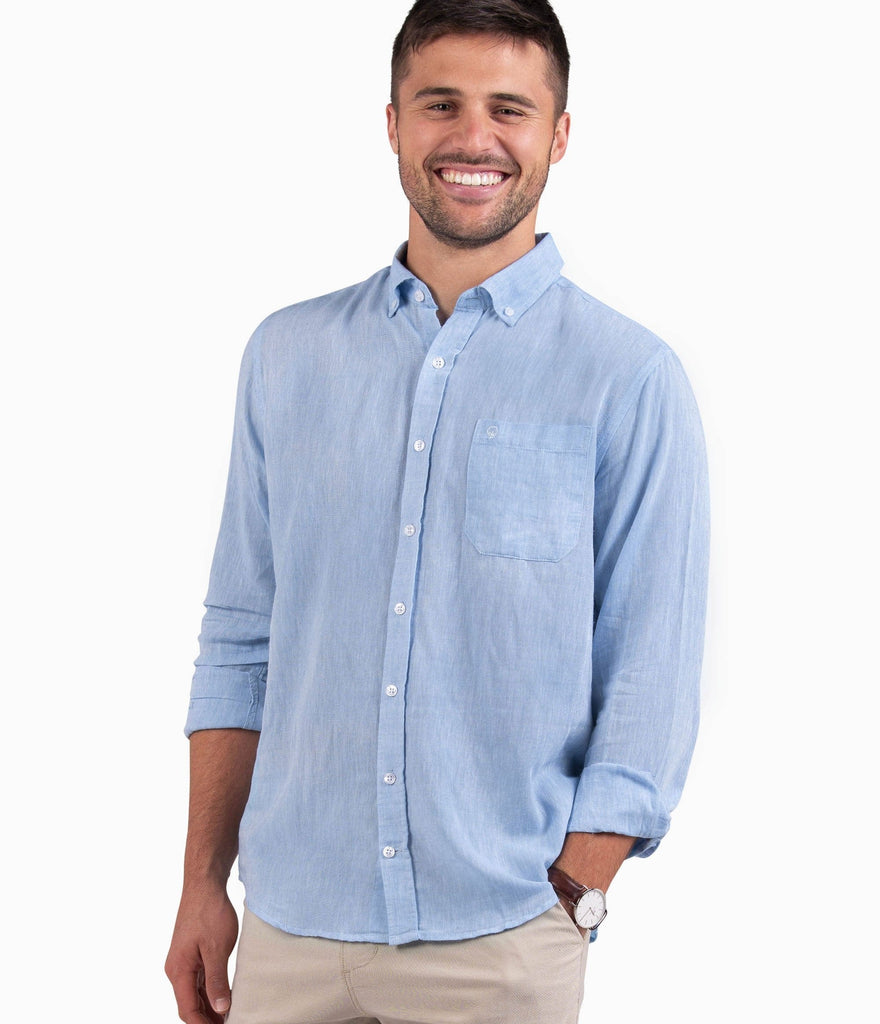 Linen Kiawa Shirt - Maui Blue (4453239554100)